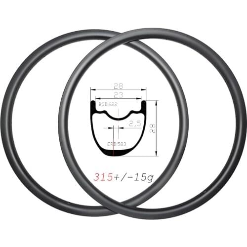 315g Ultralight 28mm wide MTB XC Asymmetric carbon rims 29er tubeless disc 28mm deep 24H 28H 32H UD matte glossy Clincher wheels