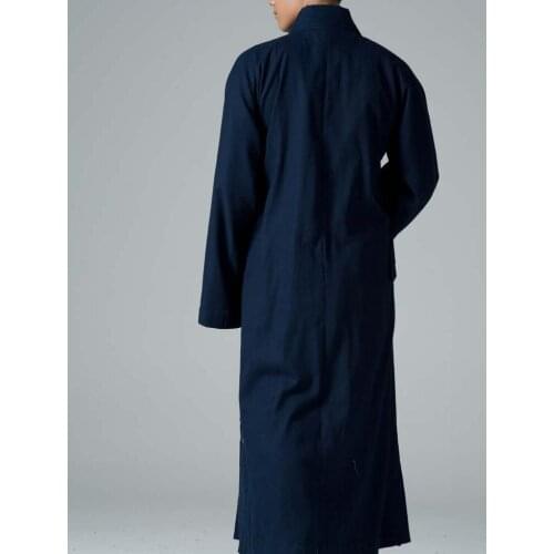 Unisex Spring&Autumn cotton&linen Buddhist monk gown uniforms zen lay taoist robe meditation suits shaolin kung fu suit blue