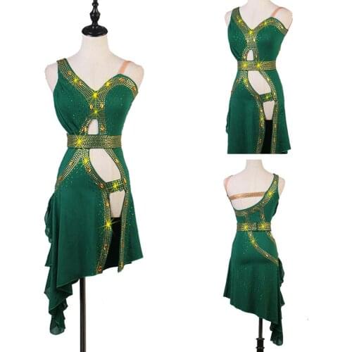 Latin Competition Dance Skirt Women Shiny Standard Latin Dancing Skirt Adult Sexy Rumba Samba Latin Dance Match Dresses