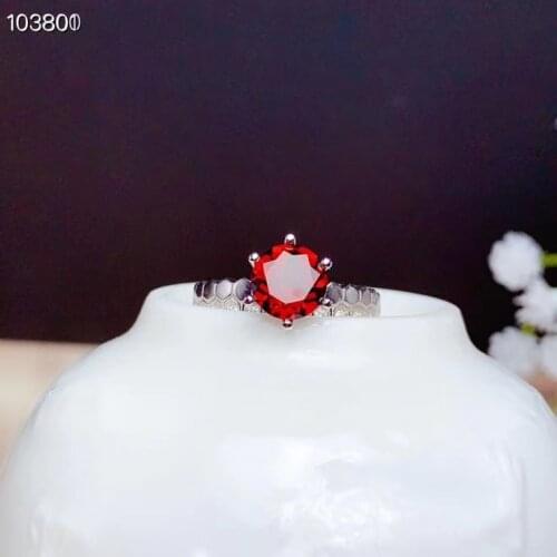 CoLife Jewelry Vintage Garnet Silver Ring for Daily Wear 6mm Natural Wine Red Garnet Silver Ring 925 Silver Garnet Ring