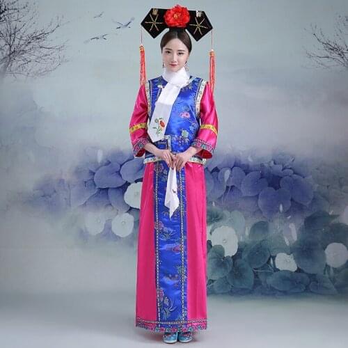 0124) Embroidery girl Qing Dynasty Princess Costume womens ancient court dress for cosplay stage performance
