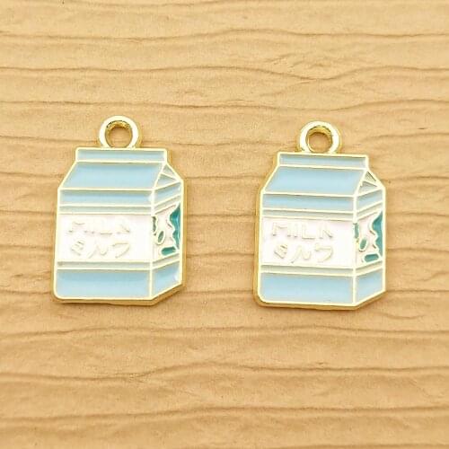 10pcs 12x17mm enamel milk box charms for jewelry making crafting fashion necklace pendant bracelet charm earring charm