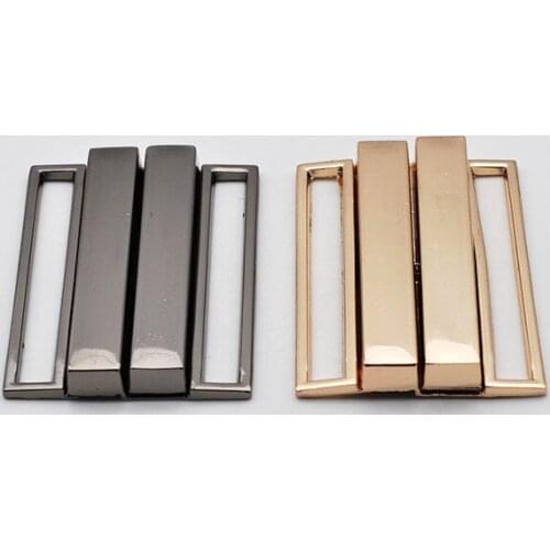 2 Pairs 40/50 MM Rectangle Combined Metal Belt Buckles Belt Buckle for Woman Down Jacket Overcoat Garment Accessories Supply