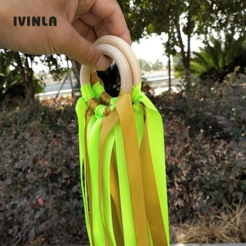 20pcs/lot gold and green color wooden ring waldorf toysbaby teether with bell for birthday party