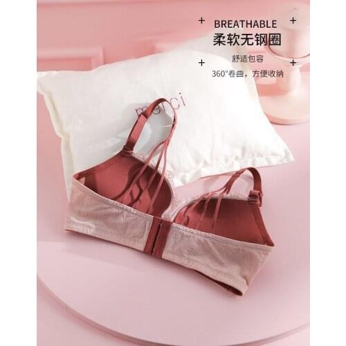 2021 Korean Bra Briefs Set Womens Cotton Underwear Sexy Lace Female Push Up Bra Ice Silk Seamless Panties Sexy Lingerie Set