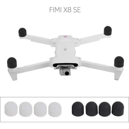 4Pcs/Set Silicone Soft Dustproof Protective Case Motor Guard Cap Case for FIMI X8 SE Drone Black White