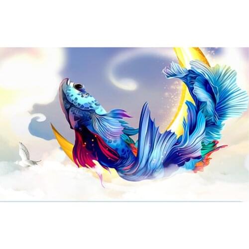 5D DIY Full Round/Square Diamond Painting Colorful Goldfish 3D Embroidery Cross Stitch Rhinestone Mosaic Home Decor Art Y263