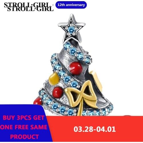925 Sterling Silver Lovely Christmas Tree Charms Beads Fit Original European Bracelet Fashion Diy Jewelry Making for Women Gift