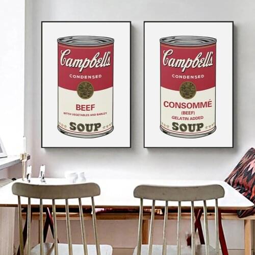 Andy Warhol Tomato Soup Abstract Pop Art Prints Decorative Pictures Canvas Painting Kitchen Wall Art Poster Living Room Decor
