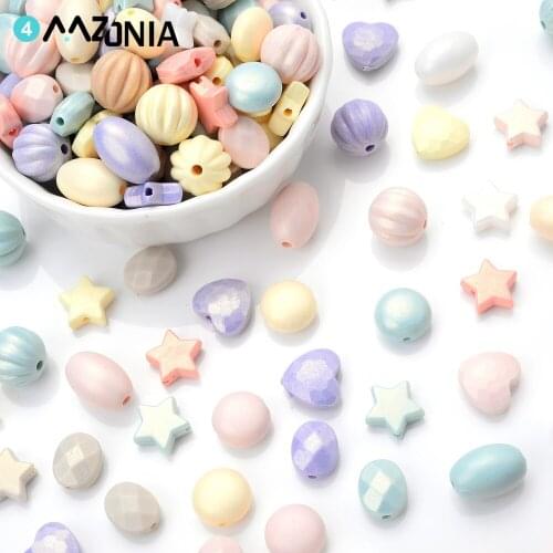 50pcs/lot Candy Colors Acrylic Beads Pumpkins Star Heart Shape Spacer Loose Beads For Jewelry Making Diy Handmade Accessories