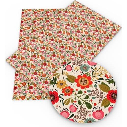 David accessories 20*33cm Heart Dot Flower Printed Faux Synthetic Leather Fabric DIY Bow Bag Material Home Decoration,1Yc8015