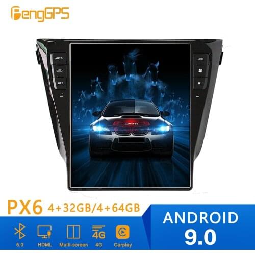 Tesla style Android 9 PX6 Car Radio Player GPS Navigation For Nissan Qashqai 2013 2014-2019 Car Auto Stereo HeadUnit DVD Player