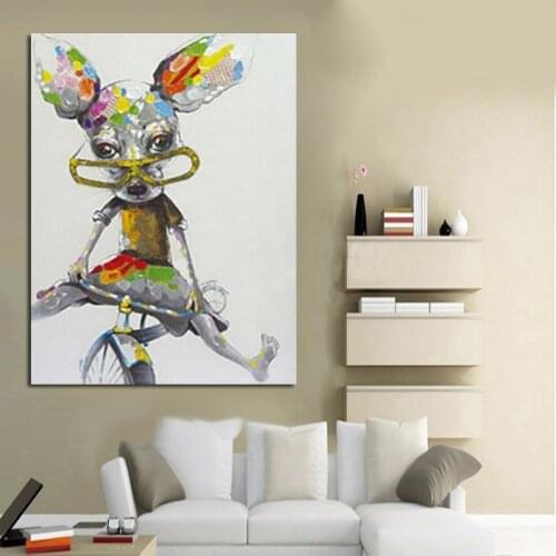 Large wall Art 100% Hand painted Abstract Modern dog animal Oil Painting Canvas Living Room Wall Decor Animal Pictures no Framed