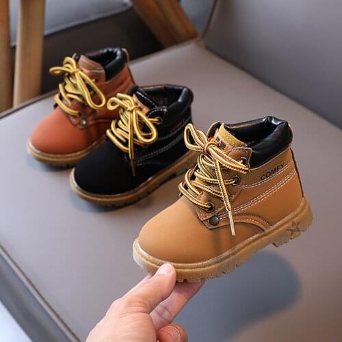 Boy Casual Martin Boots Children Wear-resistant Leather Shoes Baby Warm Short Boots with Lightweight Size 21-30 BN5000210