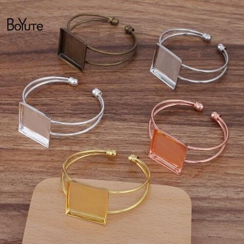 BoYuTe (5 Pieces/Lot) Fit 25MM Square Cabochon Blank Bracelet Base Handmade DIY Jewelry Accessories Materials