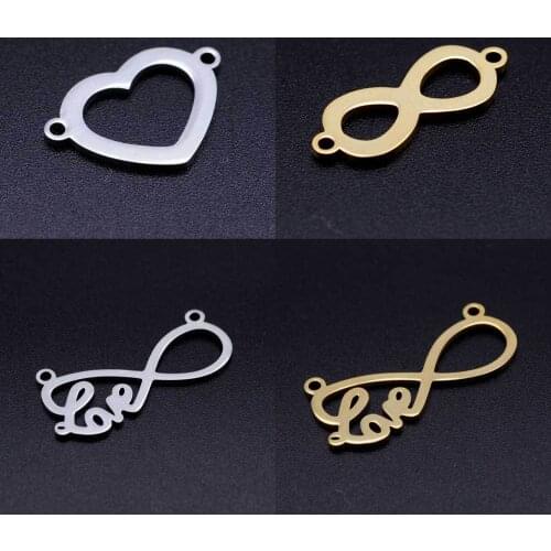 10pcs/lot 20.5*8mm Stainless Steel Infinite Love Pendant Bracelet Charms DIY Jewelry Making Handicraft Accessories Wholesale