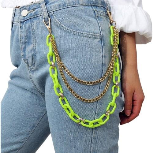 Punk Street Waist Chain Multilayer Male Pants Chain Women Men Fashion Rock Jeans Big Ring Metal Key Chain Accessories
