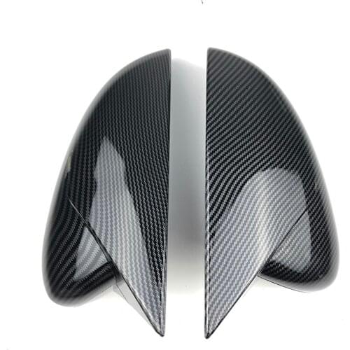 For Ford Focus 2019 2020 MK4 Carbon Fiber look gloss black rearview side exterior mirror Cover caps Car Accessories Style