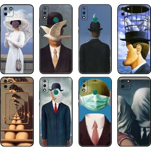 Black tpu Case For Huawei Y9S Y6S Y8S Y5P Y7P Y8P Case For Huawei Y5 lite Prime 2018 Y6 2019 Cover Rene Magritte