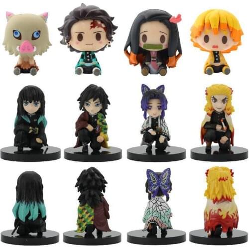 4-6pcs/set Demon Blade Anime Demon Slayer: Kimetsu No Yaiba Kamado Tanjirou Nezuko Pvc Action Figure Doll Model Toys For Kids