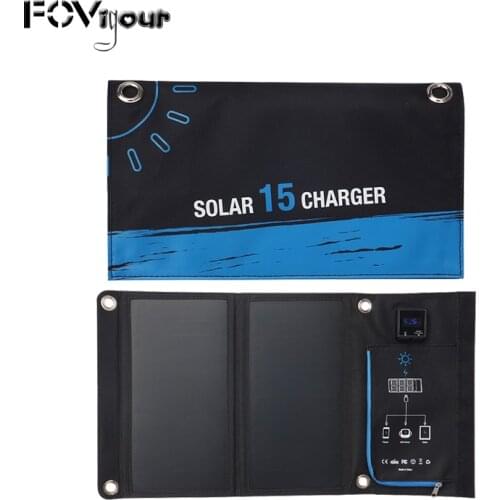 FOVigour 15W Waterproof charging foldable mobile phone bag solar panel charger dual USB output portable