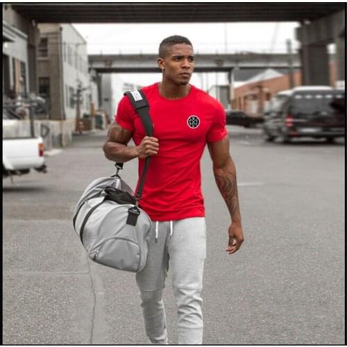 Running T-shirt Fashion Men gym Clothes Short Sleeve tshirt Slim Fit Tee Shirt Men Cotton T-Shirt Casual Sporting Fitness shirt