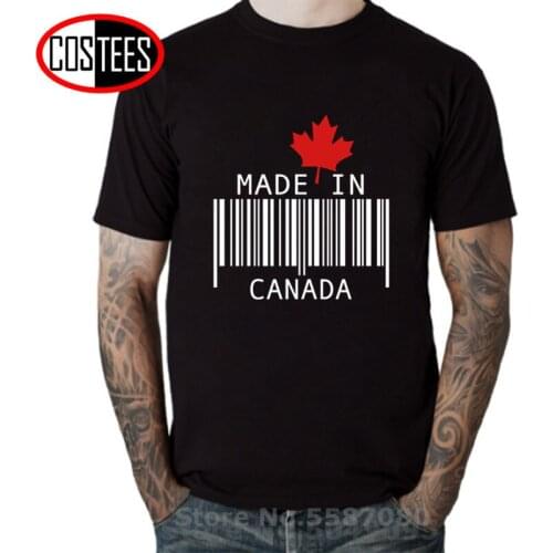 Parody Made in Canada Barcode T shirts men Red maple leaf T-shirts North Canadian Emblem Tee shirt True Canada Maple Logo tshirt