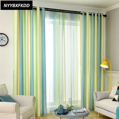 Gradient Striped Modern Imitation Linens Beautiful Colorful Blackout Curtains for Living Room Bedroom Dining Room Home