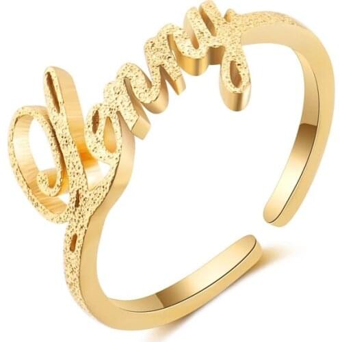 Personalized Custom Stainless Steel Jewelry Mens And Womens Universal Wedding Celebration Mens And Womens Name Gold Ring