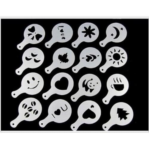 Coffee printing model coffee latte mould coffee printing model coffee applique 16 pieces of set