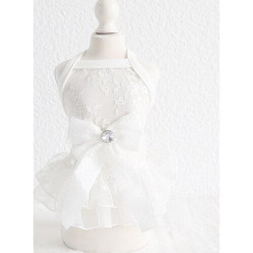 Lace Dress Dog Clothes Suspender Skirt Wedding Dogs Clothing Pet Outfits Summer Breathable Yorkies White Girl Ropa Para Perro