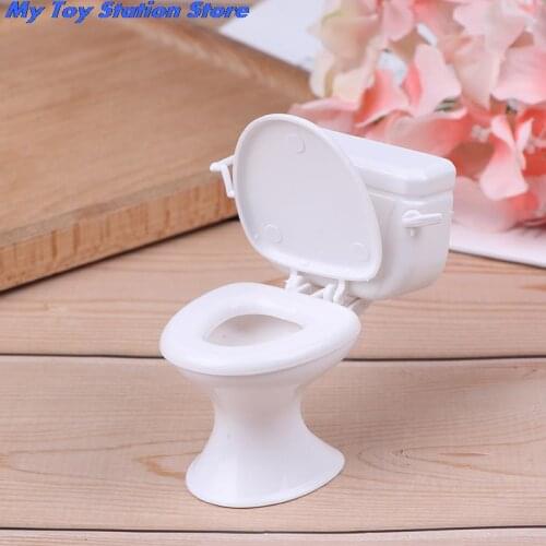 Vintage Dollhouse Furniture Bathroom Modeling White Toilet Doll House Miniature Baby Pretend Toys Dolls Accessories