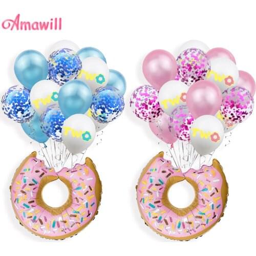 Sweet Donut Theme Birthday Party Decoration Kids Baby Shower Boy Girl Gift Donut Balloon Latex Confetti Ballons Helium Air Balls
