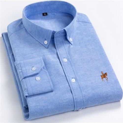 New style Plus size New oxford fabric excellent comfortable slim fit button collar business men casual Long sleeves shirts tops