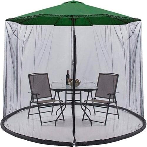 Outdoor Restaurant Terrace Zipper Anti-mosquito Net Umbrella Cover Parasol Mosquito Net High Quality 100% Polyester Fiber