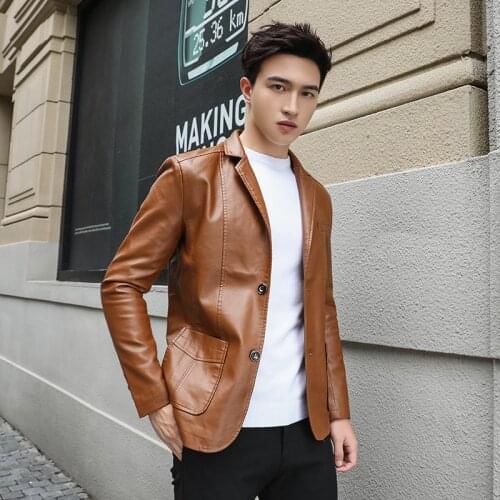 2020 new PU Leather Mens Jacket Brand-Clothing Fleece Fashion Zipper Casual Coat Motorcycle Male Jacket