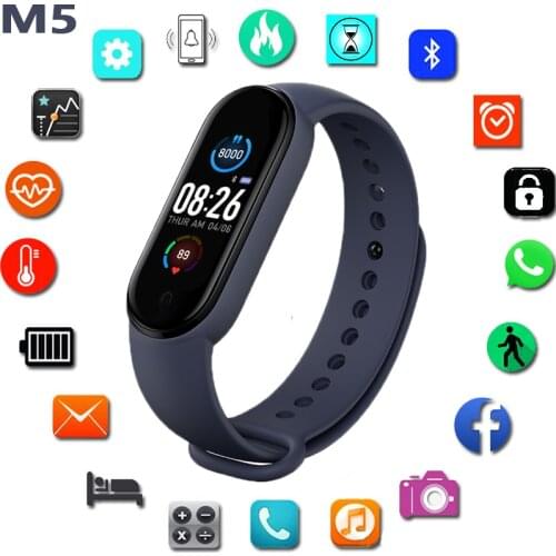 2021 New Fashion Hot M5 Woman Smart Bracelet MI5 Smart Watch Men Heart Rate Activity Tracker Fitness Watches M5 Plus Pk M3 M4