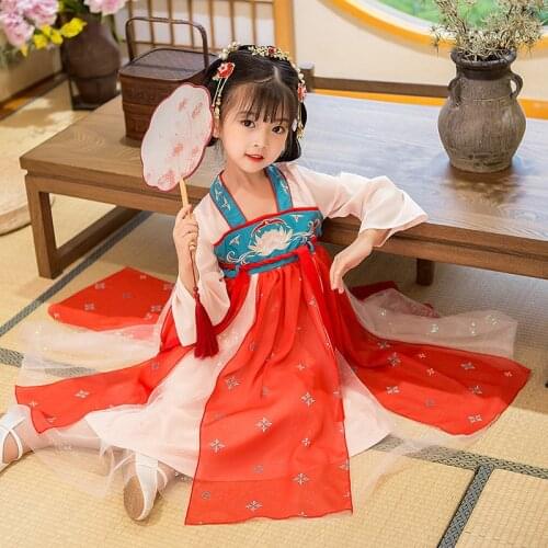New Girls Hanfu Fairy Dress Traditional Chinese Clothing Dance Ancient Costume Festival Outfit Retro Folk Performance Dresses