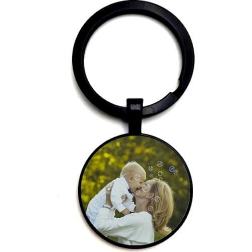 New Punk Style 3 Color Glass Custom Keychain Baby Children Parents Siblings Friends Art Photo Custom Keyring