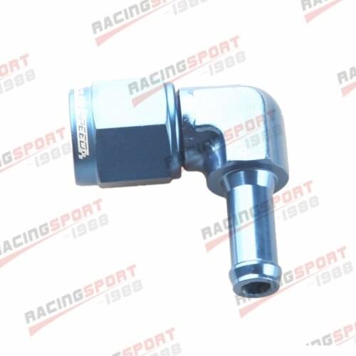 New 90 Degree AN6 Female To 5/16" 8mm Hose Barb Adapter Auminum Alloy Blue