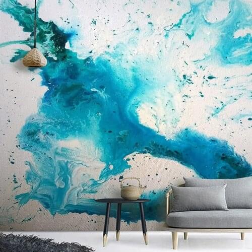 Custom Photo Wallpaper Chinese Style Abstract Blue Lndscape Splash Ink Background Wall Decoration Painting Mural Papel De Parede
