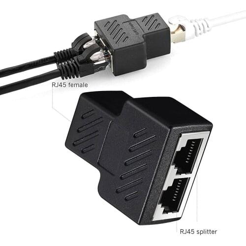 10PCS RJ45 Splitter Adapter 1 to 2 Port USB to RJ45 Socket Adapter Cable 8P8C Extender Plug LAN Network Connector For CAT5/6/7
