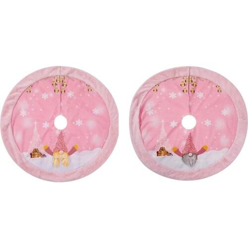 Pink Christmas Tree Skirt With LED Light Faceless Doll Carpet Christmas Tree Decor Floor Mat Christmas Decor