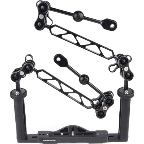 Double Dual Handle Handheld Stabilizer Rig Diving Tray Grip With Arm Ys Ball Clamp Mount Set for Underwater Camera Housings