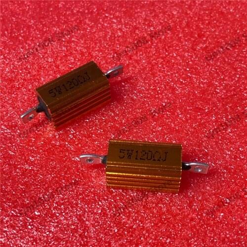 RX24-5W 120R 120RJ Power Metal Shell Case Gold Aluminium Case Wirewound Resistor 5W 120ohm 5% Automobile LED lamp resistors