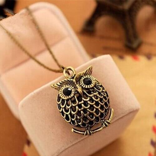 Vintage jewelry necklace strand empty Personality owl long necklace sweater chain female wholesale