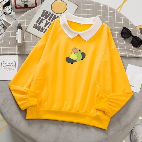 Kawaii Skateboard Sweatshirt Best Friend Cotton Sweetshirt Soft Pullover Long Sleeve Hoodies for Girls Casual Tops with Pocket
