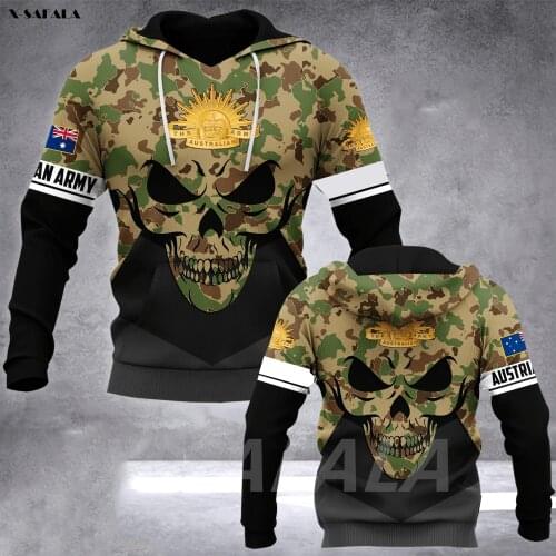Army Australia Is God Of Man Skull 3D Printed Hoodie Man Female Zipper Pullover Sweatshirt Hooded Jersey Streetwear Tracksuits