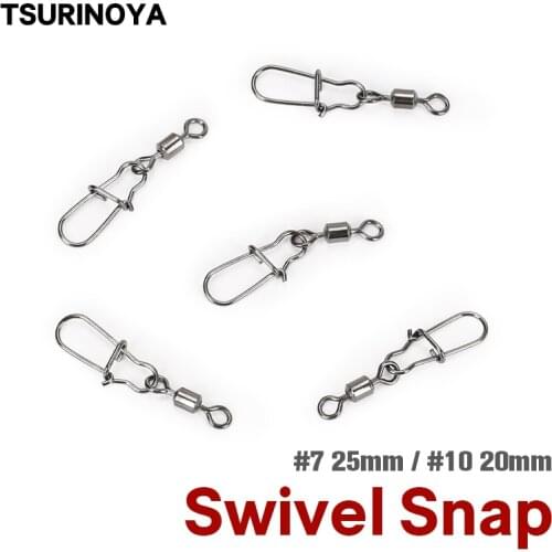 TSURINOYA Fishing Connector Swivels Pin Snap #7 #10 Rolling Swivel Stainless Steel Snap Swivels Tackle Fishing Accessories