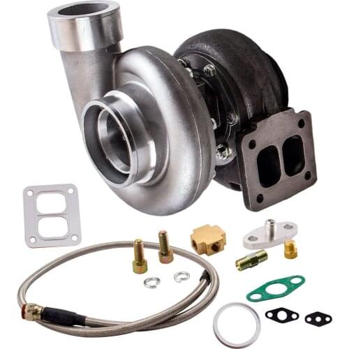 GT45 V-Band Turbocompressor Turbocharger 600+HP 1.05 A/R 98mm 78 Trim + Oil Feed Line Universal Turbolader Turbine